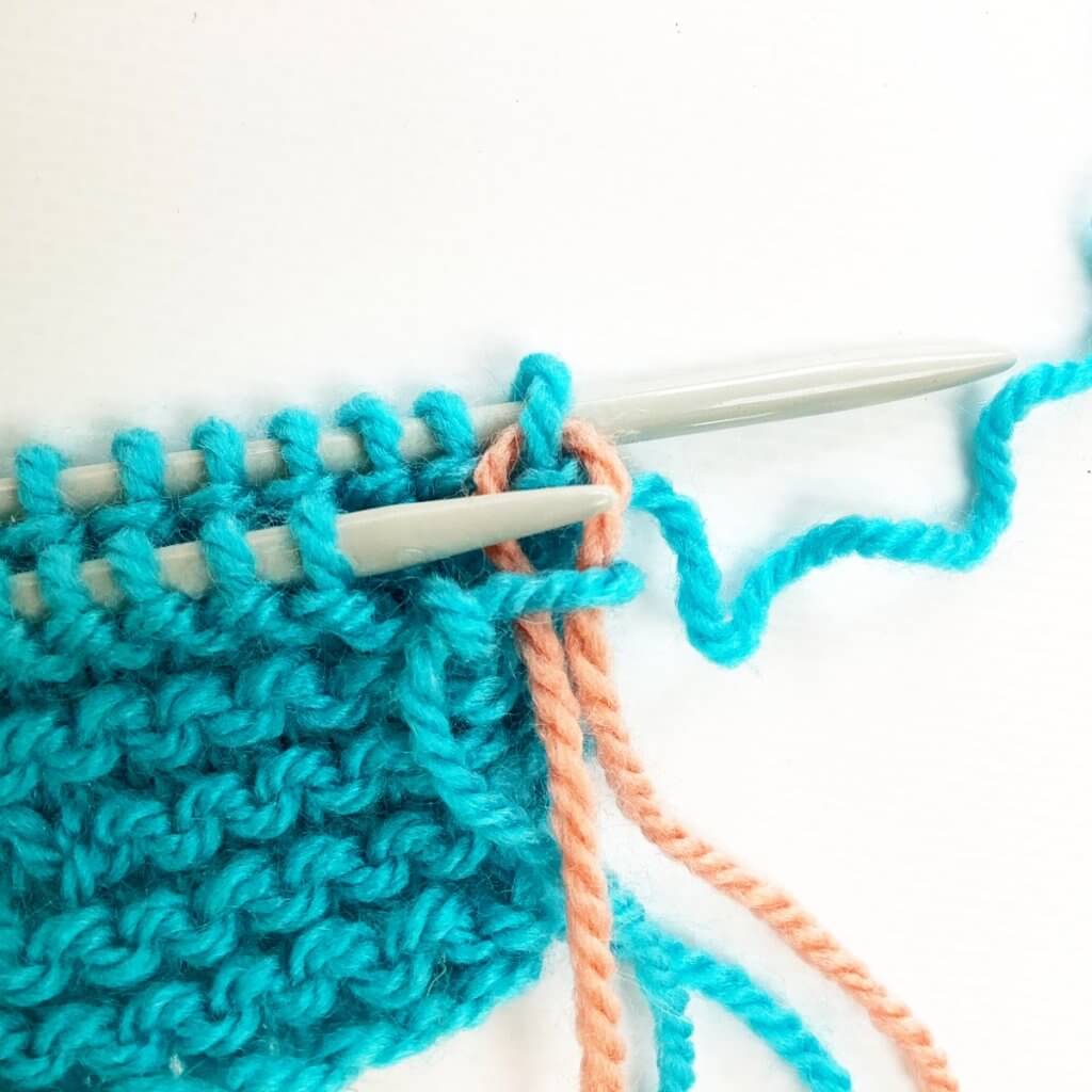 Grafting garter stitch step 1