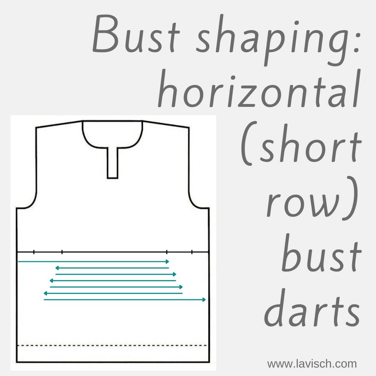 tutorial - bust shaping: horizontal (short row) bust darts - La