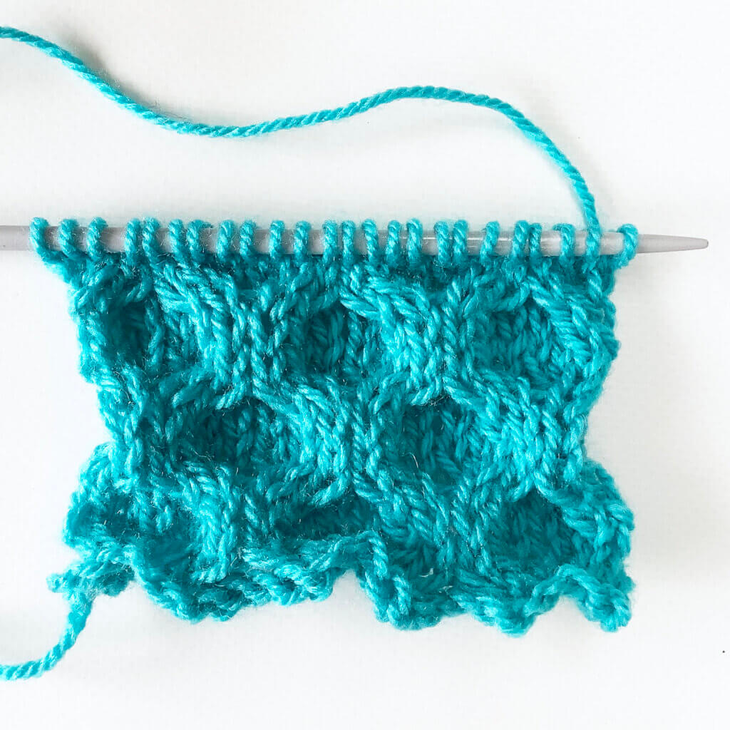 The honeycomb cable stitch from the right side